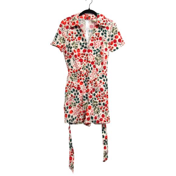 Anthropologie Maeve MultiColor Print Linen Short-Sleeve Wrap Size 6 Romper NEW - Picture 3 of 7